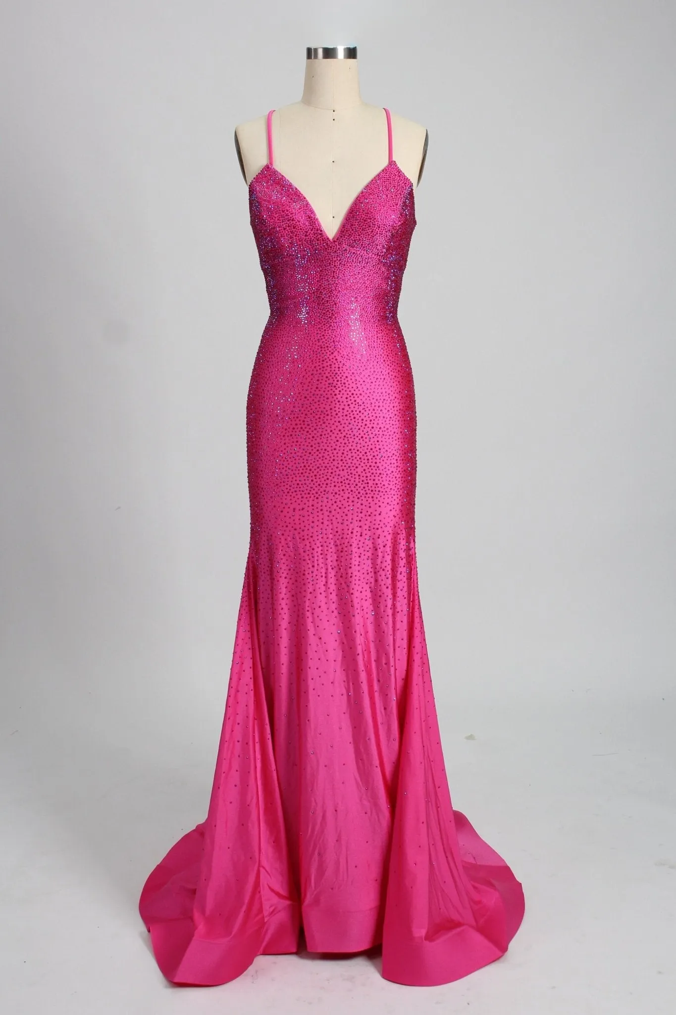 Poppy Hot Pink Rhinestone Long Prom Dress sold by Cargo