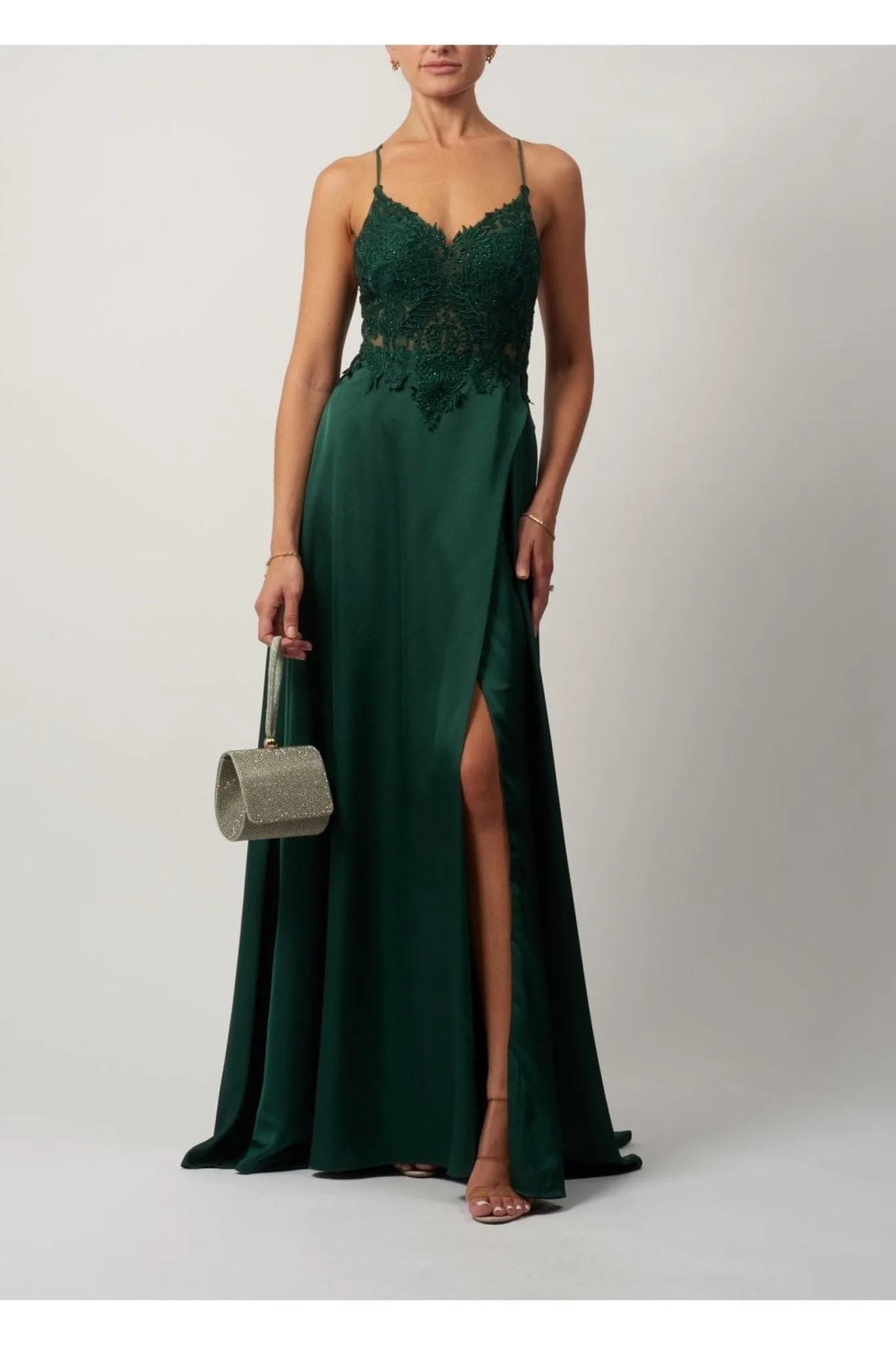 Forest Green Satin Prom dress MC1825014 sold by Cargo