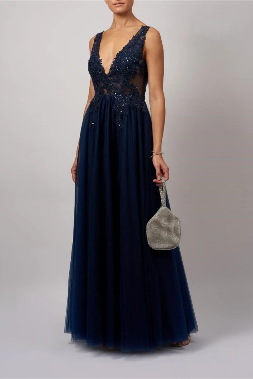 Navy Blue Lace Prom dress - Mascara MC186051 sold by Cargo