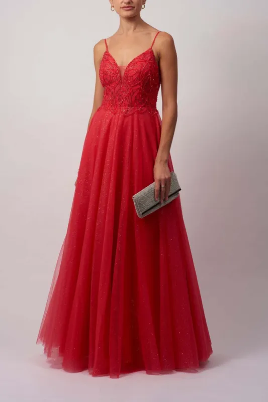 Raspberry Embellished tulle Prom Dress MC121010 sold by Cargo