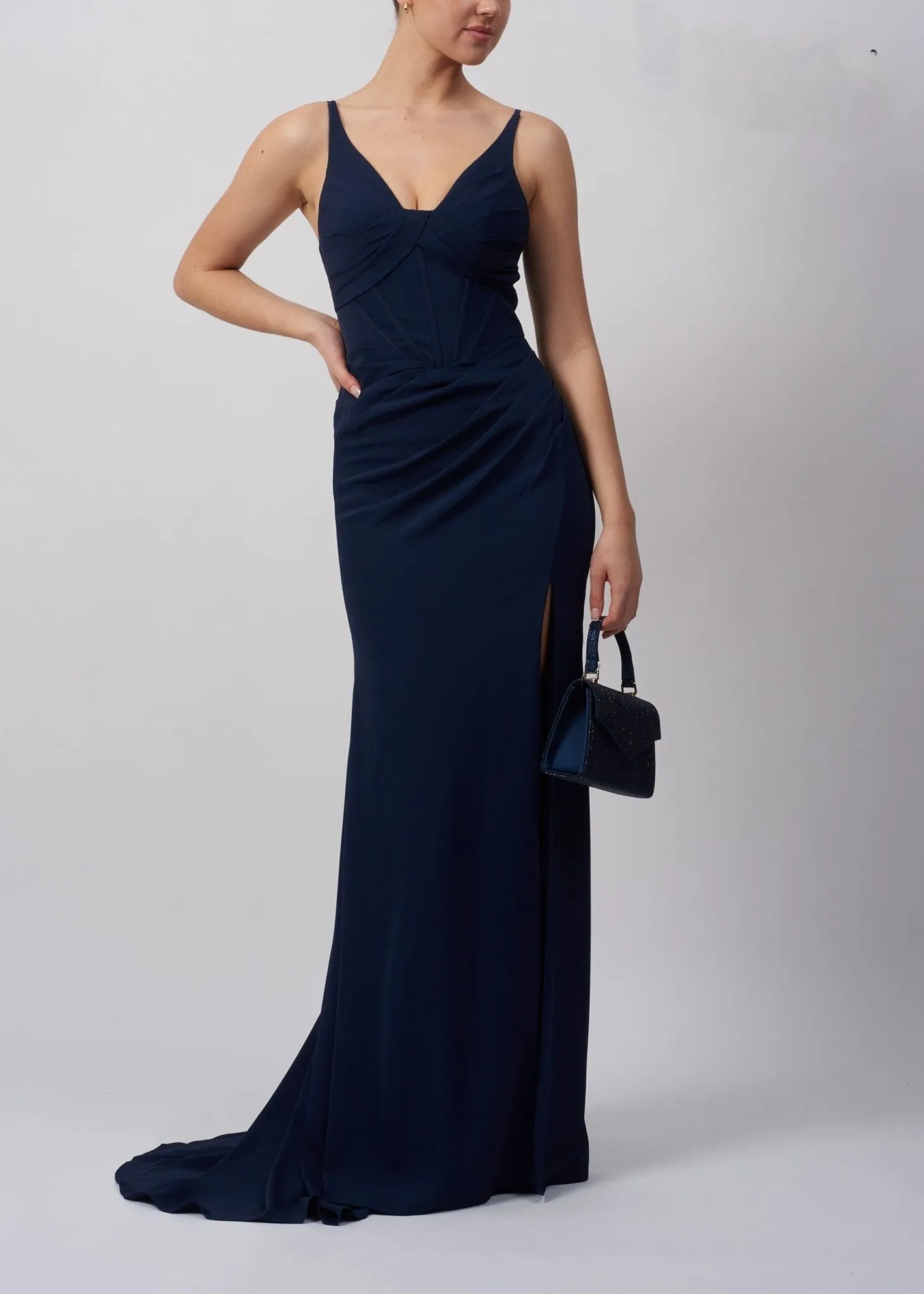 Mascara MC16326 Navy Fitted Evening Dress sold by Cargo