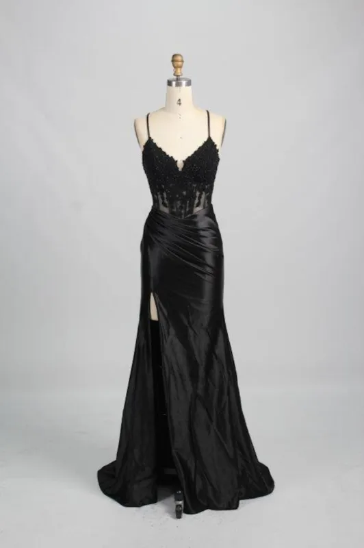 Blake Black Corset Satin Prom Dress by Jessica Stuart sold by Cargo