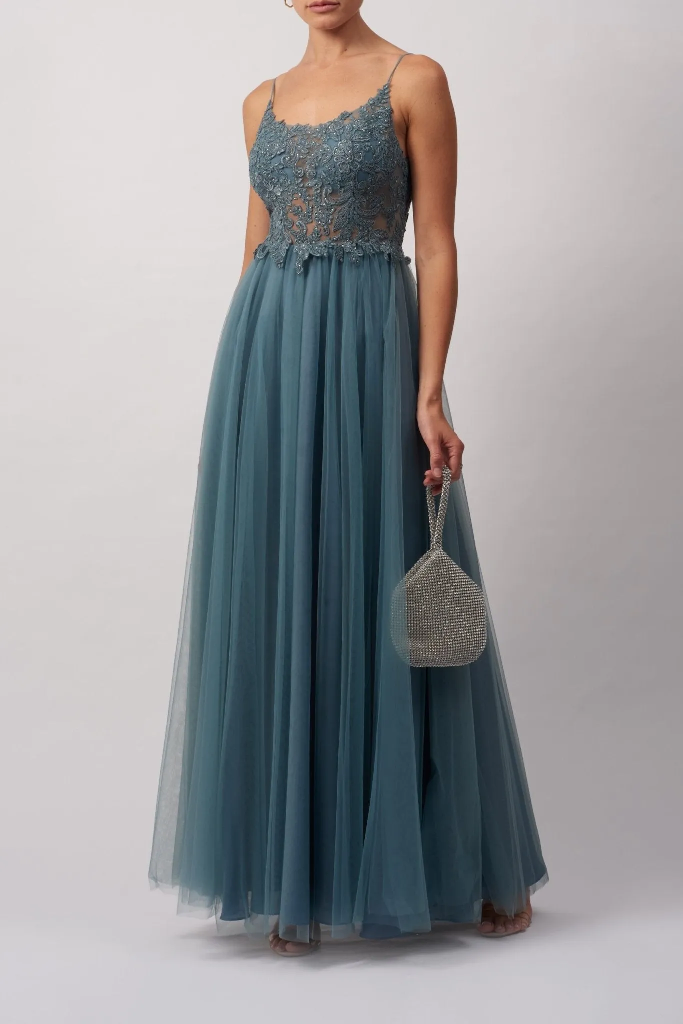 Dew Tie open back embellished tulle prom dress MC18102 sold by Cargo