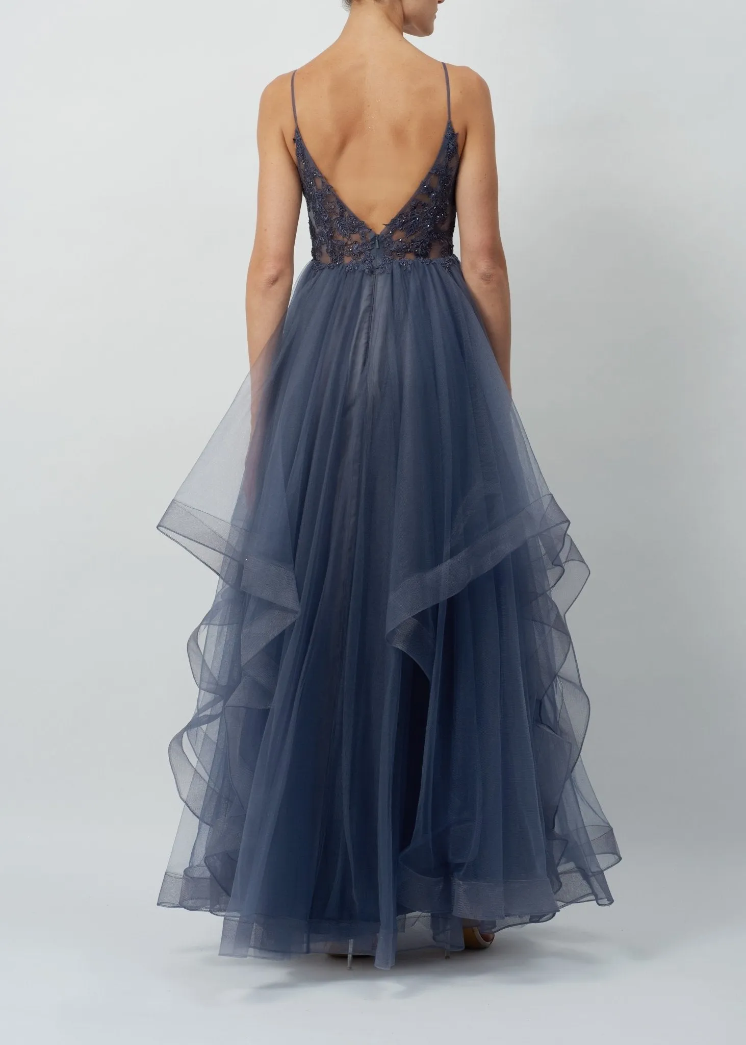 Charcoal Beaded Tier Tulle Ballgown MC110113 sold by Cargo product image thumbnail 2