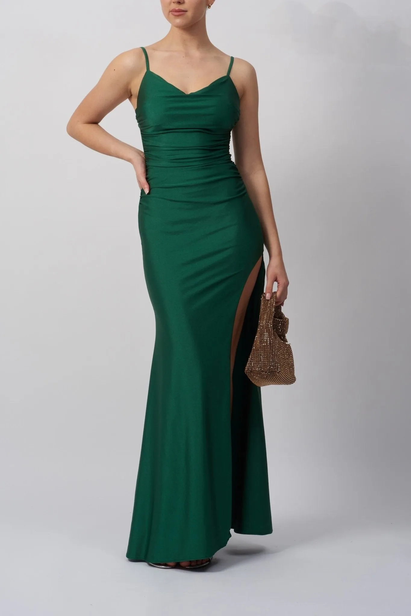 Forest Green Rouched Jersey Evening Dress MC213325 sold by Cargo