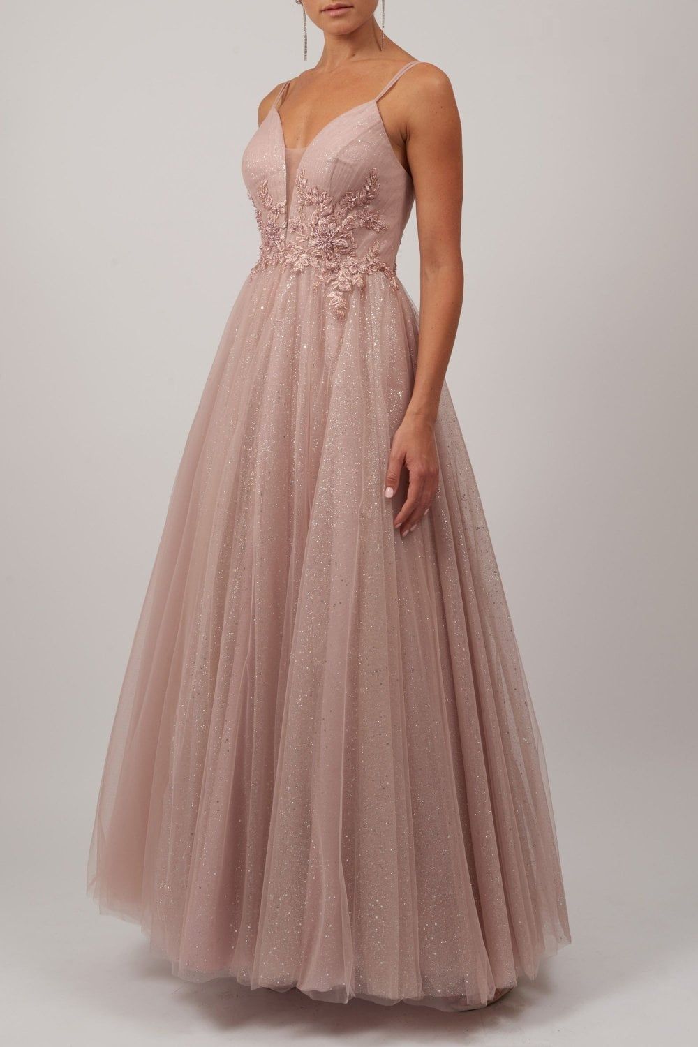Mauve Embellished tulle net gown MC11922 sold by Cargo