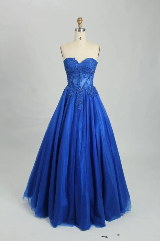 Leah Royal Blue Sweetheart Corset Ballgown sold by Cargo