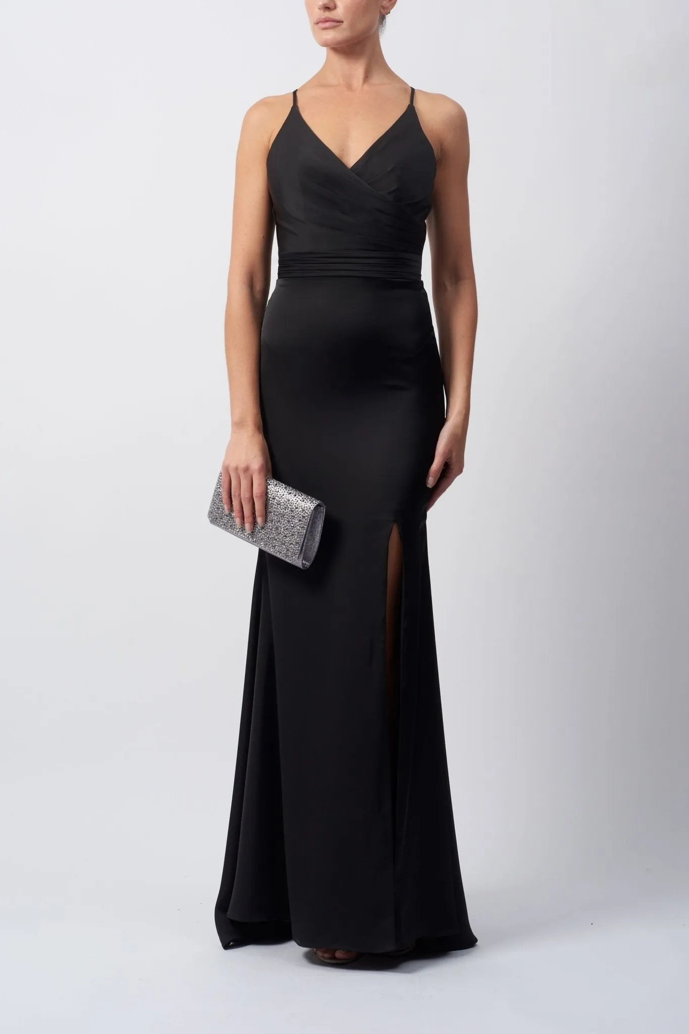 Black Satin Strap Back Dress Mascara MC191014 sold by Cargo
