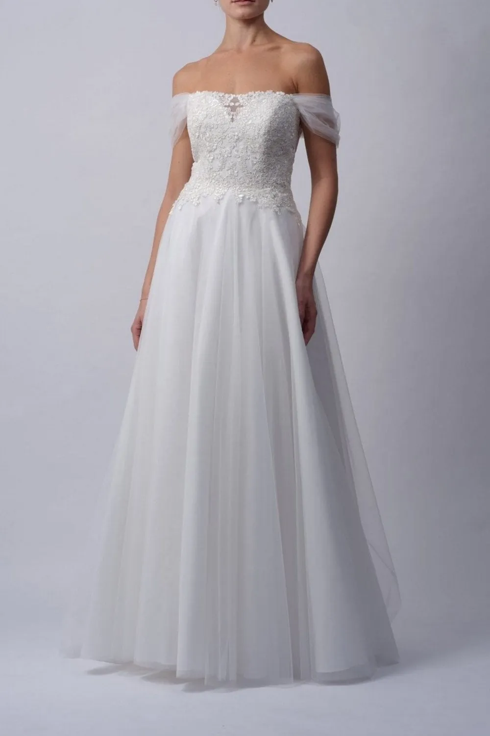 Ivory Tulle Bardot Wedding Dress MC3112015 sold by Cargo