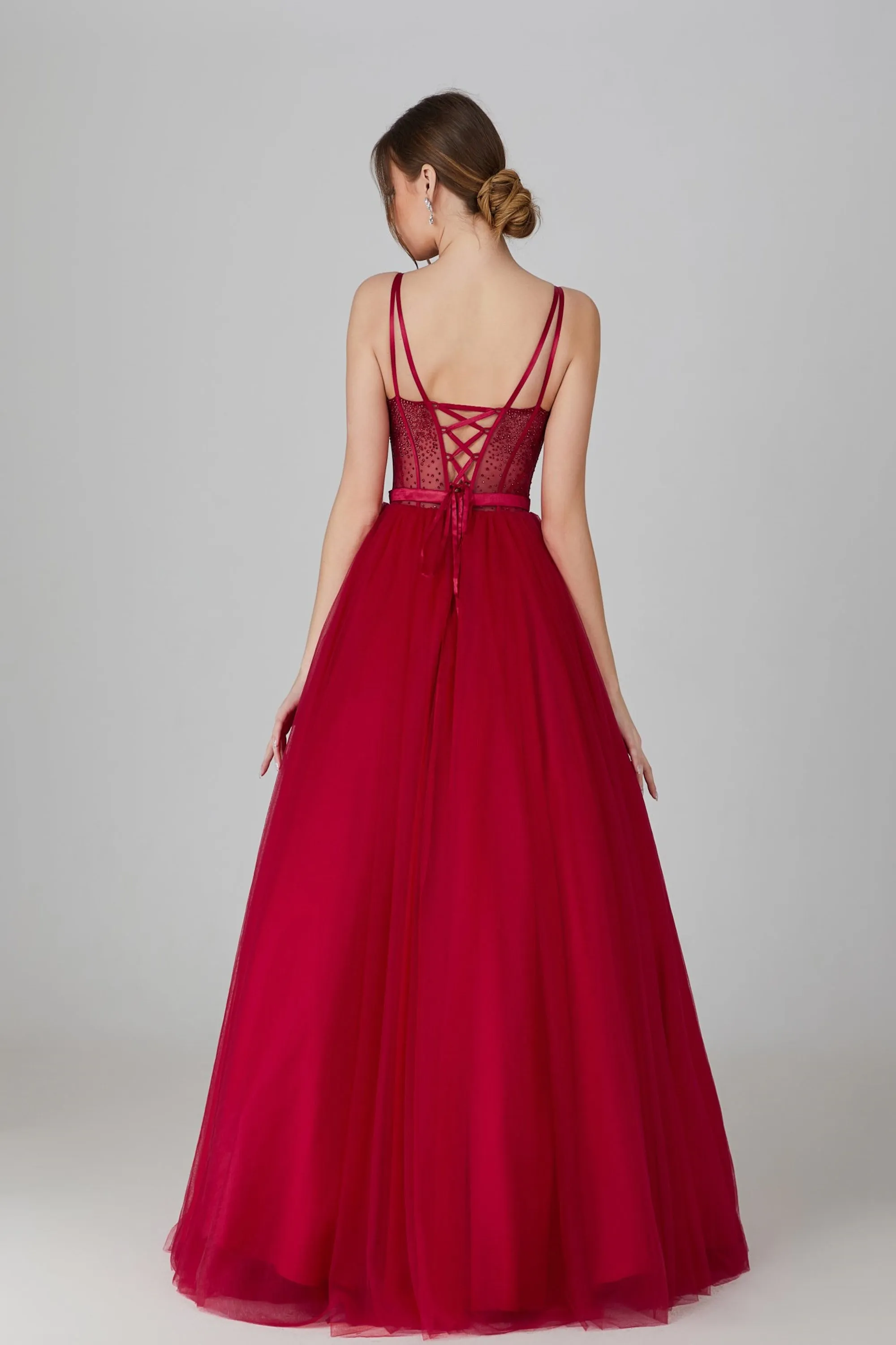 Demi - Red Jewelled Corset Lace-up Ballgown sold by Cargo product image thumbnail 2