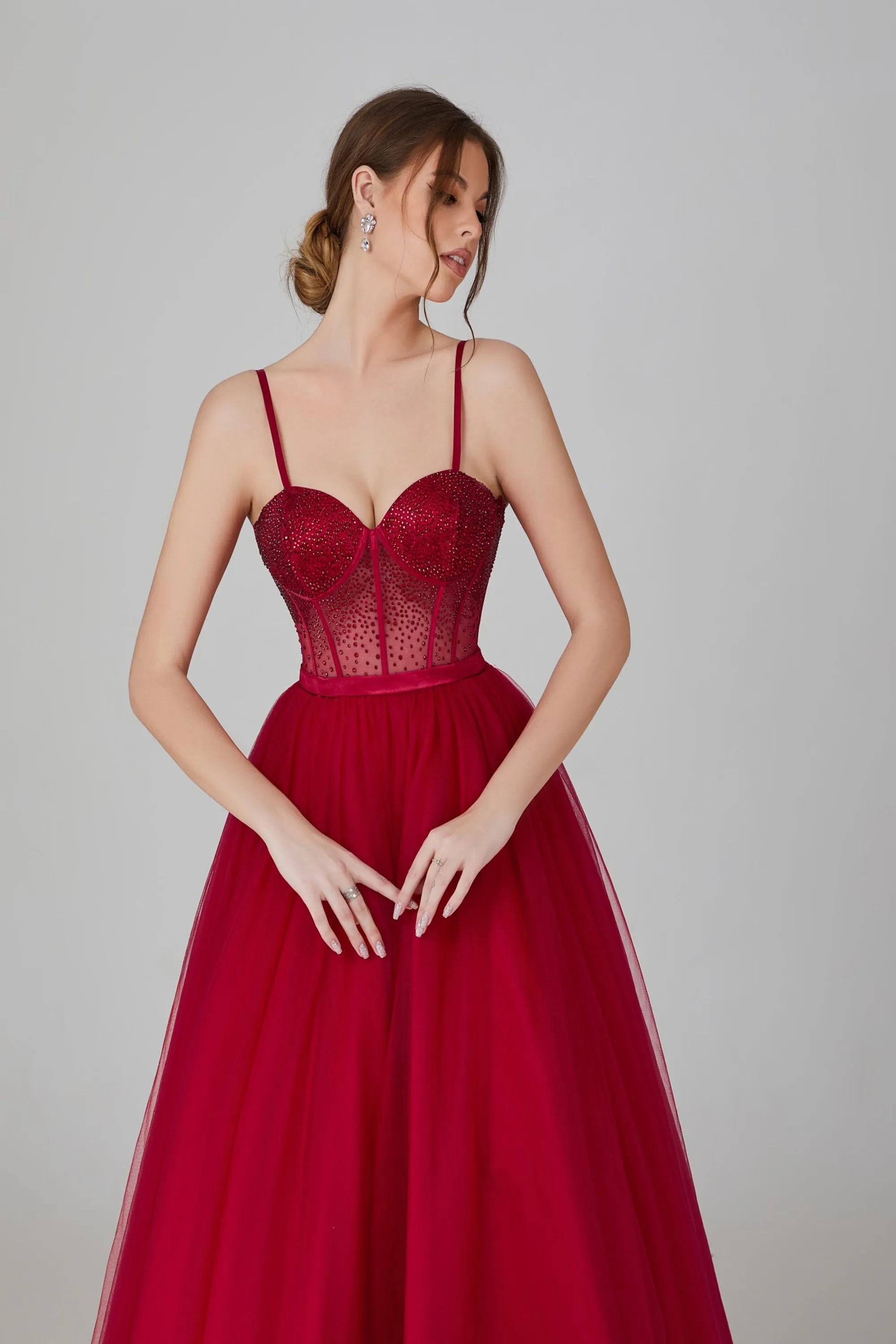 Demi - Red Jewelled Corset Lace-up Ballgown sold by Cargo product image thumbnail 3