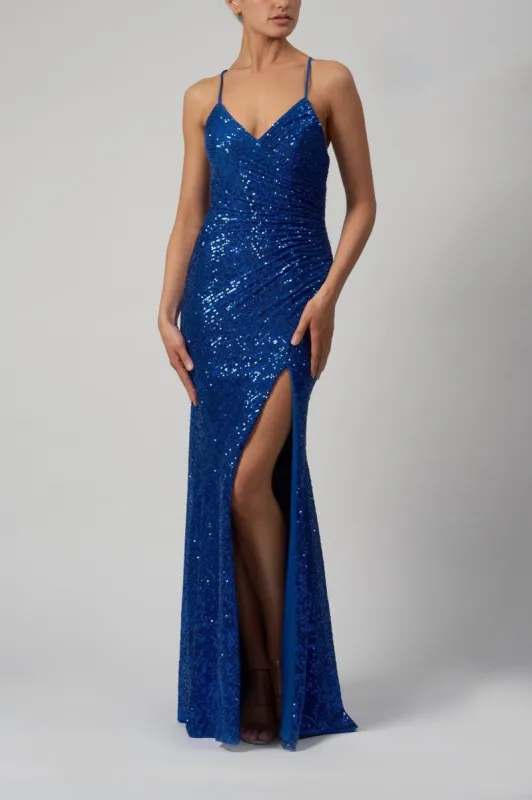 Royal Blue Mascara MC186119 Sequin Long dress sold by Cargo