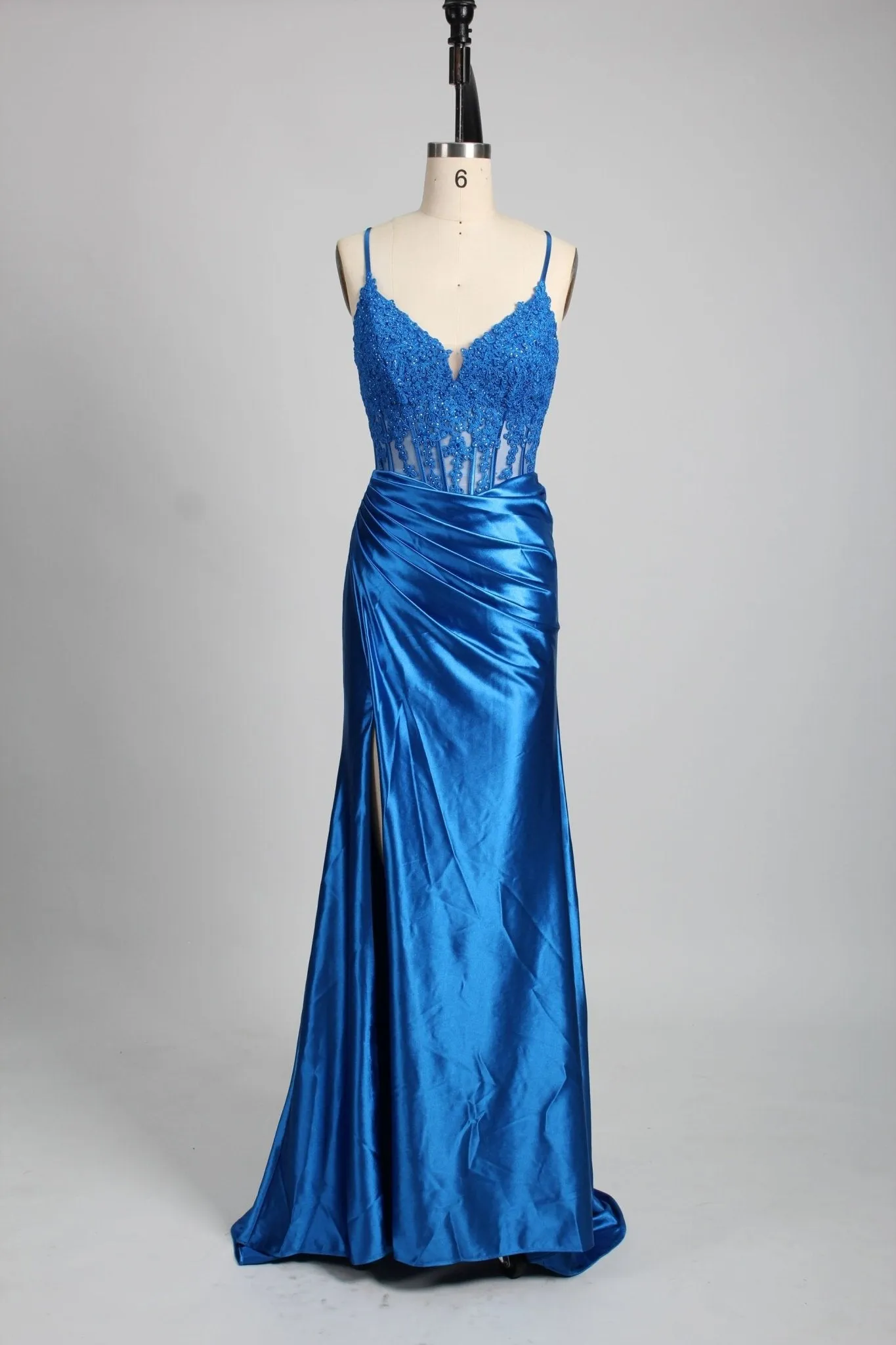 Blake Royal Blue Corset Satin Prom Dress by Jessica Stuarty sold by Cargo