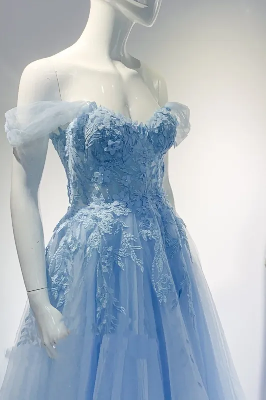 Ylona - Baby Blue Corset Top Tulle Dress sold by Cargo