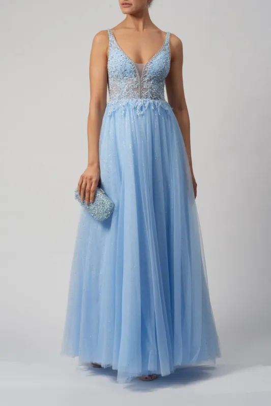 Baby Blue tulle & glitter Prom dress Mascara MC11921 sold by Cargo