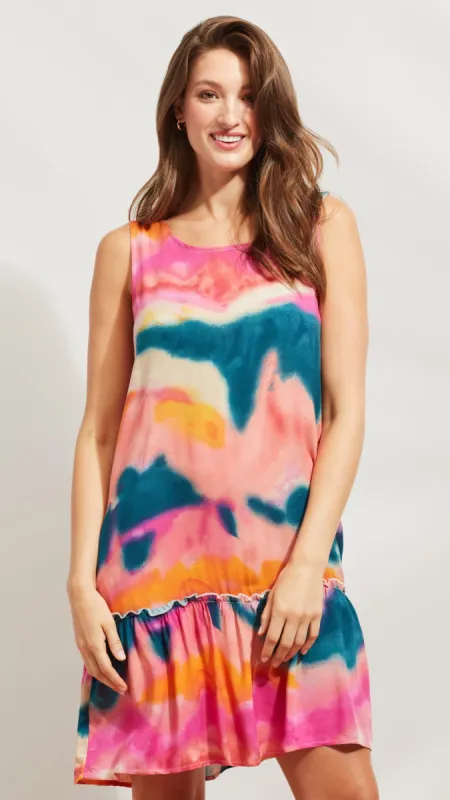 WATERCOLORS RUFFLE DRESS sold by Caribbean Joe