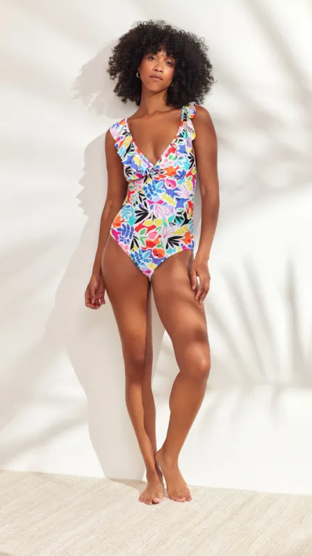 Ruffle Detail One Piece sold by Caribbean Joe
