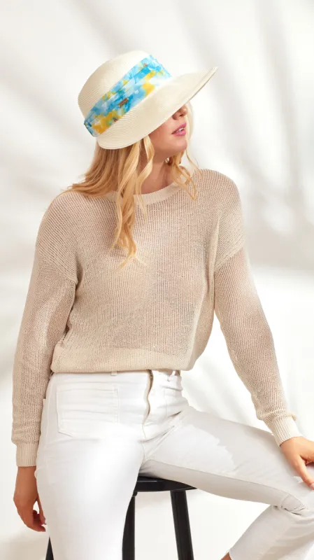 Tie Dye Trim Sun Hat sold by Caribbean Joe