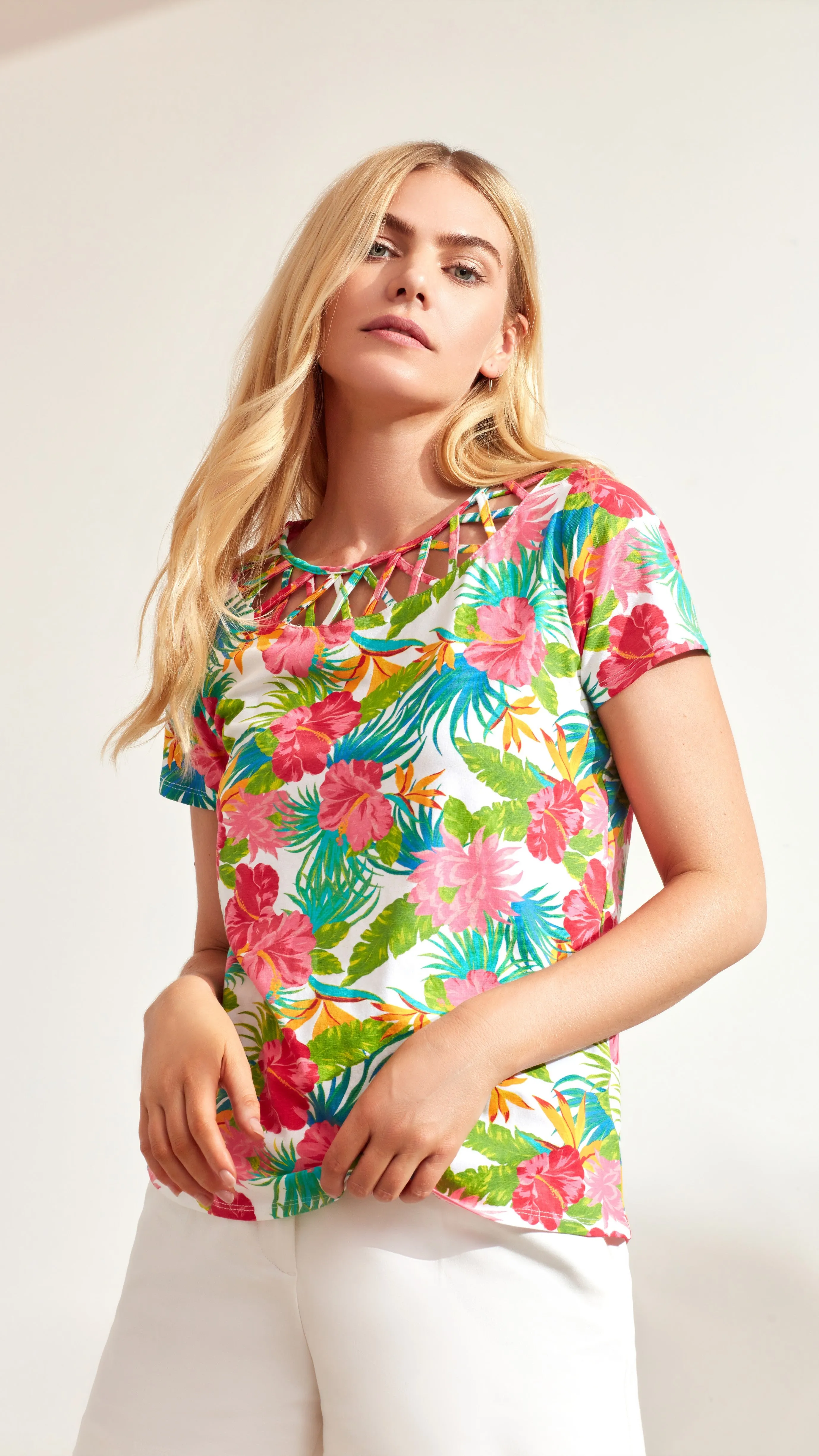 Lattice Neckline Top sold by Caribbean Joe product image thumbnail 3