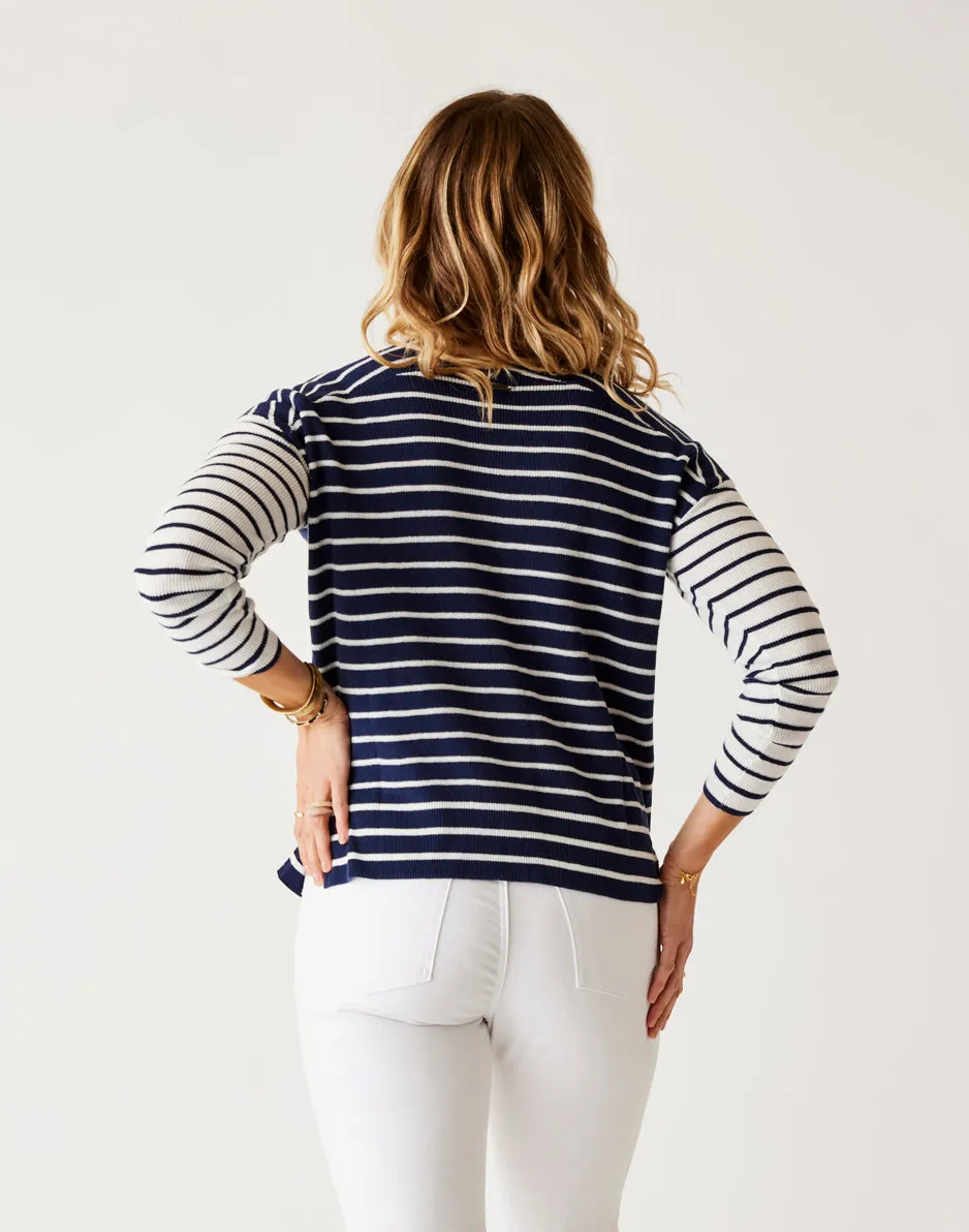 Zella Pullover: Navy Breton Stripe sold by Carve Designs product image thumbnail 3