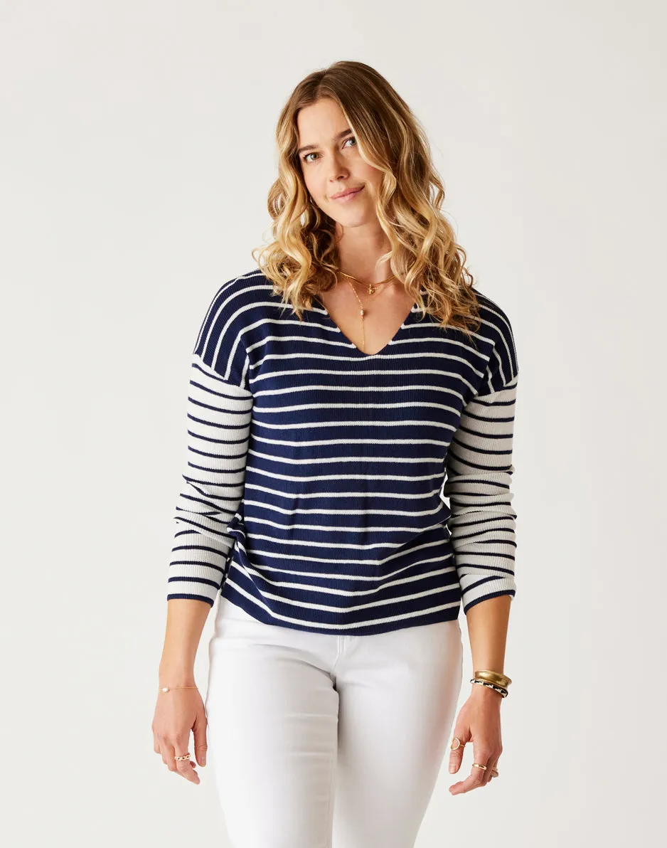 Zella Pullover: Navy Breton Stripe sold by Carve Designs
