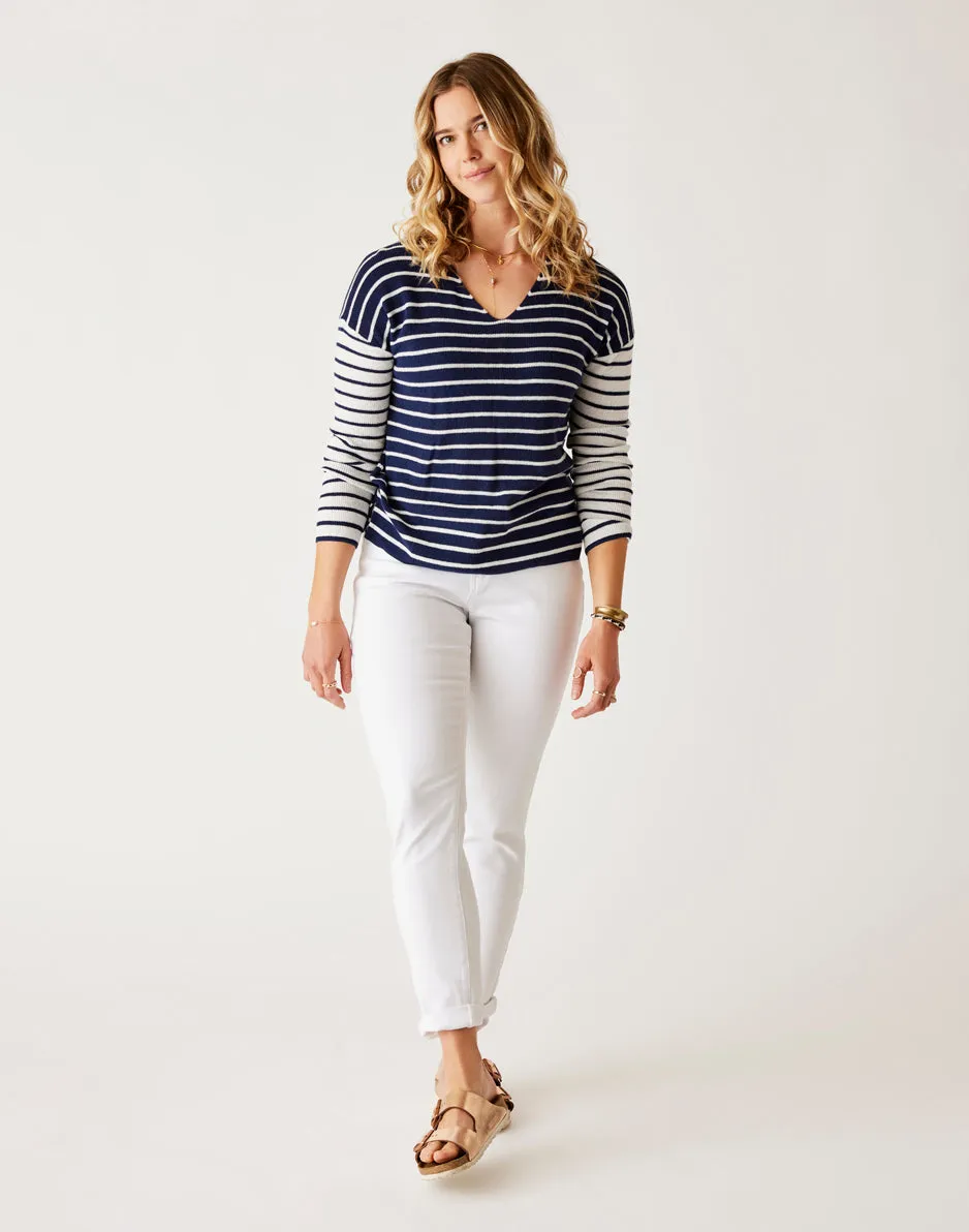 Zella Pullover: Navy Breton Stripe sold by Carve Designs product image thumbnail 4
