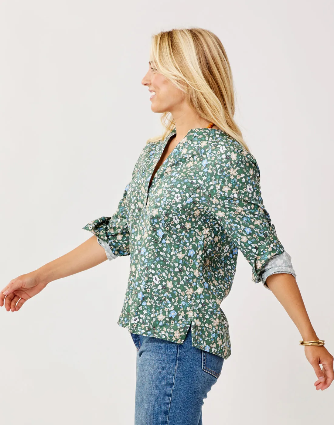 Dylan Twill Shirt: Cilantro Floral sold by Carve Designs product image thumbnail 2