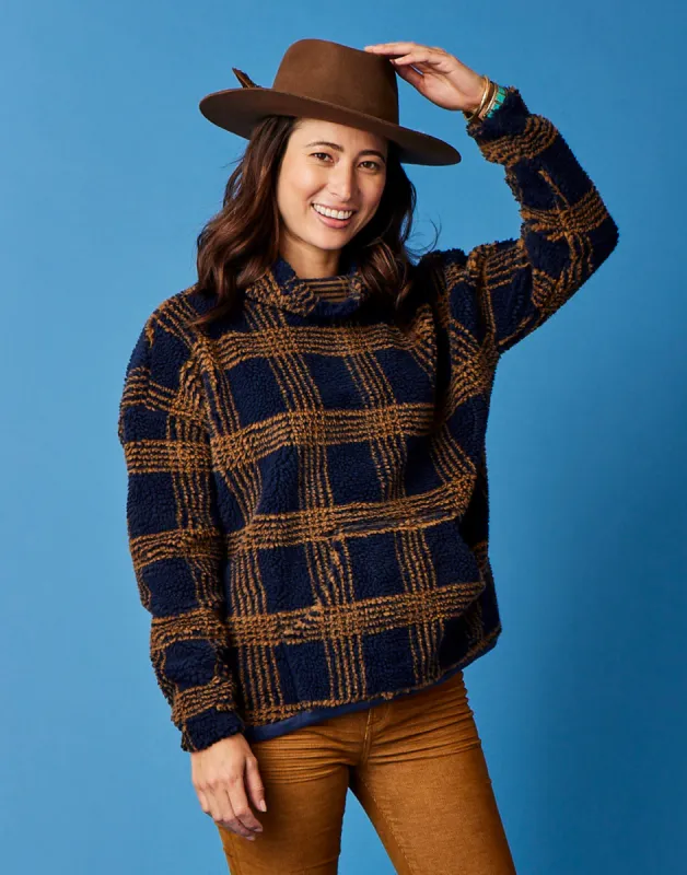 Roley Jacquard Cowl: Navy Plaid - FINAL SALE sold by Carve Designs