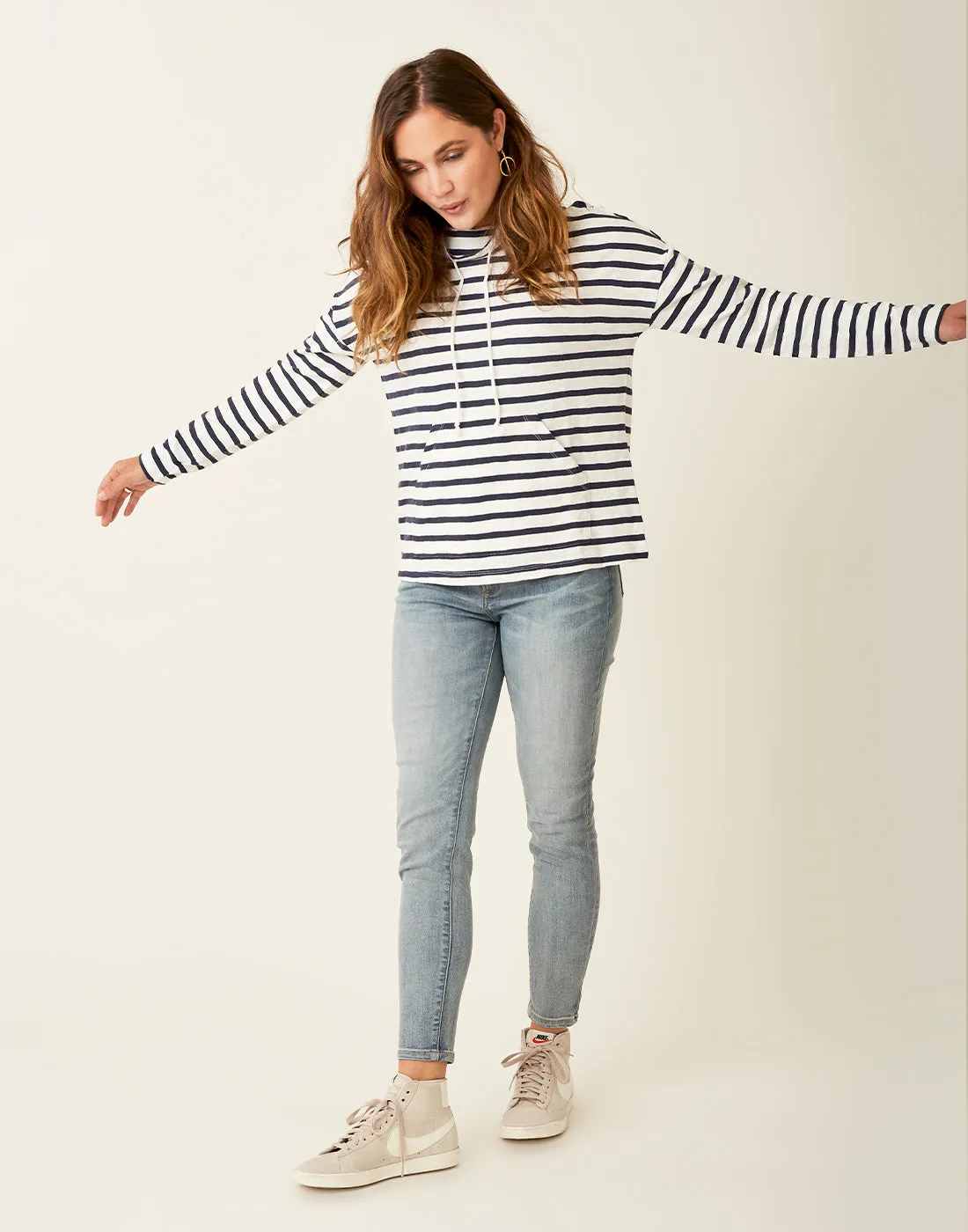 Bodie Funnel Neck: Cloud Navy Mali Stripe - FINAL SALE sold by Carve Designs product image thumbnail 4