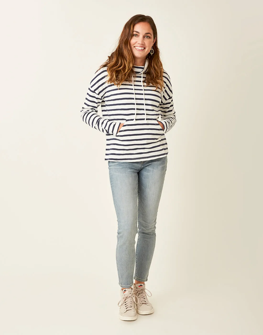 Bodie Funnel Neck: Cloud Navy Mali Stripe - FINAL SALE sold by Carve Designs product image thumbnail 3