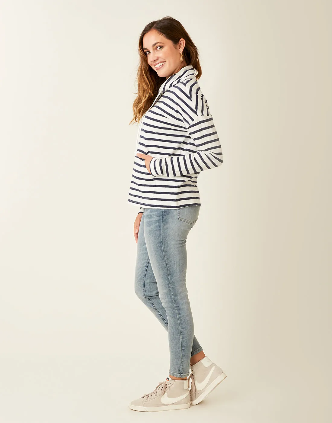Bodie Funnel Neck: Cloud Navy Mali Stripe - FINAL SALE sold by Carve Designs product image thumbnail 5