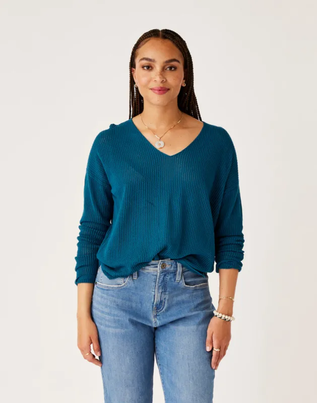 Zella Mesh Pullover: Azul sold by Carve Designs