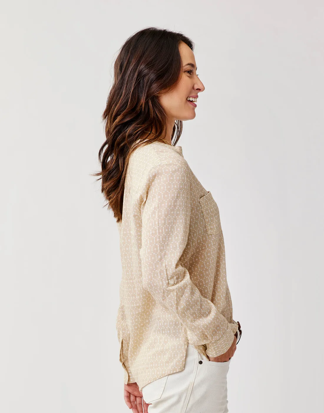 Dylan Gauze Shirt: Lt. Khaki Geo sold by Carve Designs product image thumbnail 2