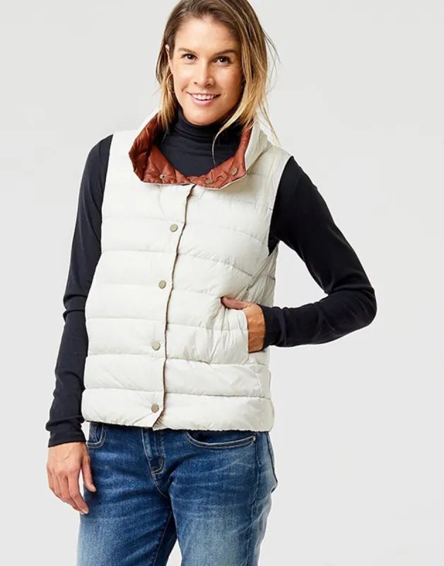 Silverton Reversible Vest: Foam/Brunette - FINAL SALE sold by Carve Designs