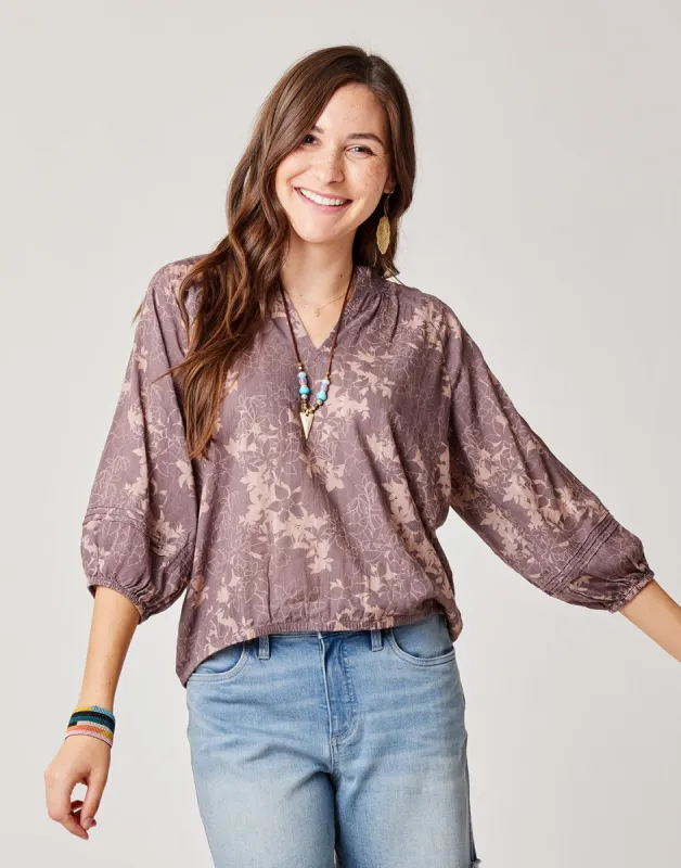 Camryn Top: Dark Fawn Floral sold by Carve Designs