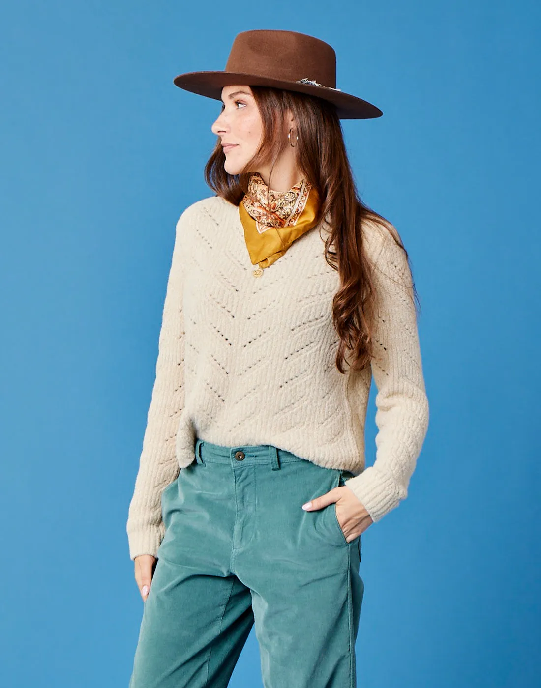 Monroe Sweater: Lt. Khaki Heather - FINAL SALE sold by Carve Designs product image thumbnail 2