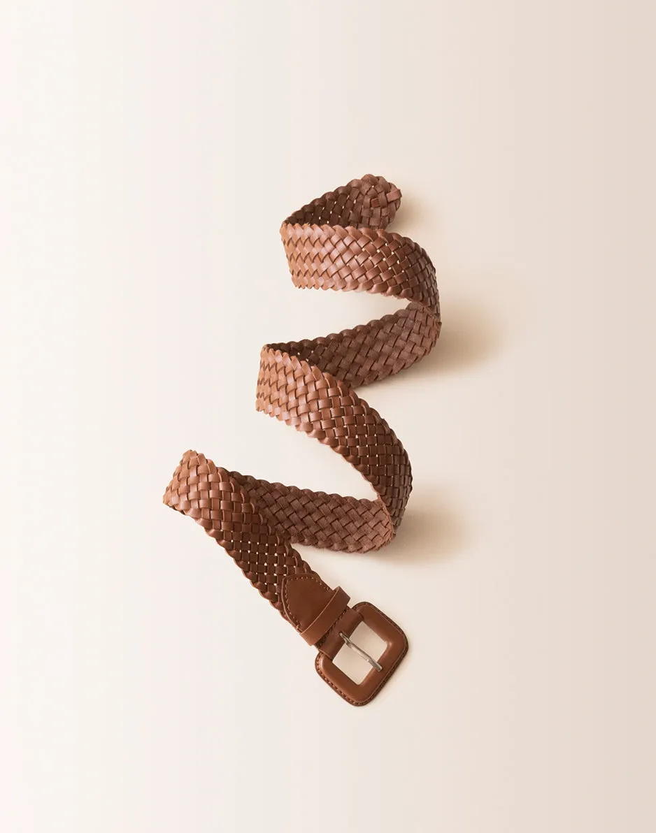 Woven Leather Belt: Dark Brown sold by Carve Designs