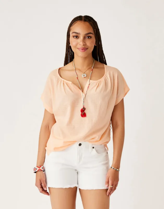 James Textured Top: Peach sold by Carve Designs