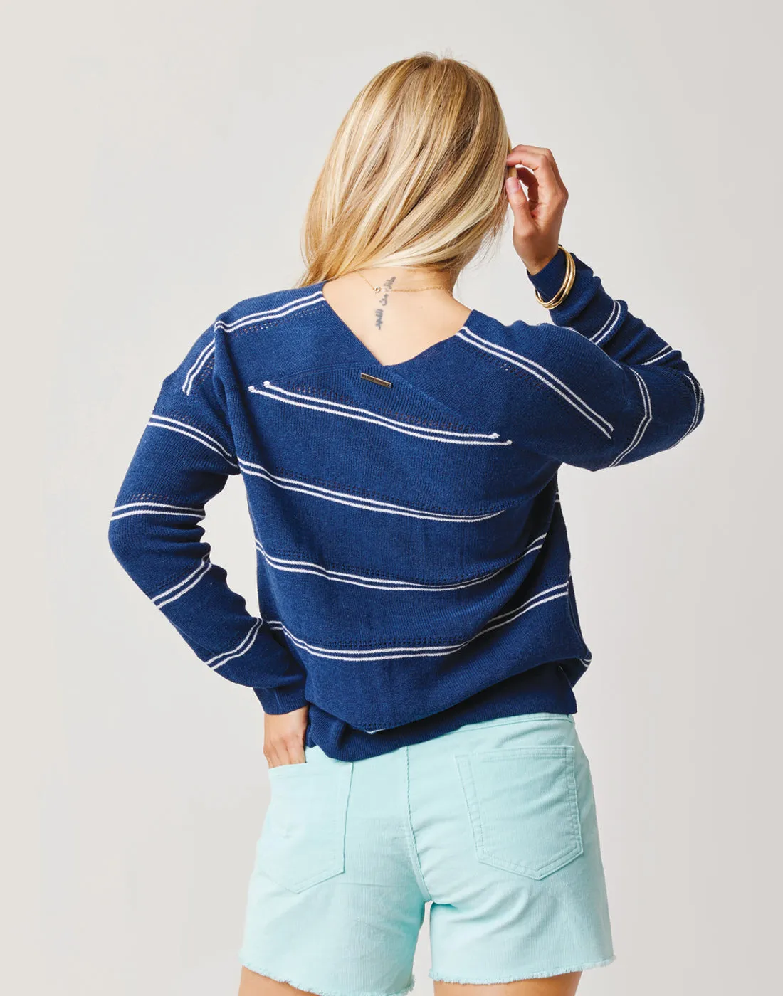 Zella Pullover: Navy Stripe sold by Carve Designs product image thumbnail 3