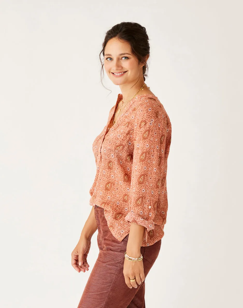 Dylan Gauze Shirt: Lt. Henna Paisley sold by Carve Designs product image thumbnail 4
