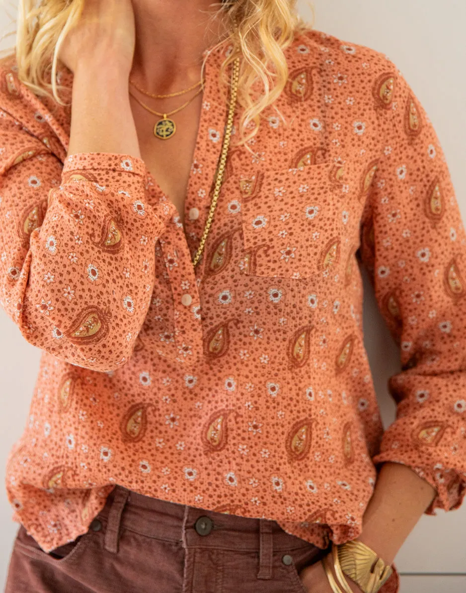 Dylan Gauze Shirt: Lt. Henna Paisley sold by Carve Designs product image thumbnail 2