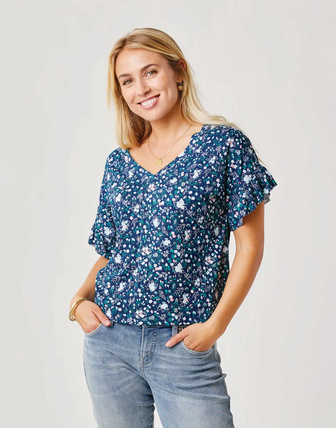 Hazel Top: Navy Floral sold by Carve Designs