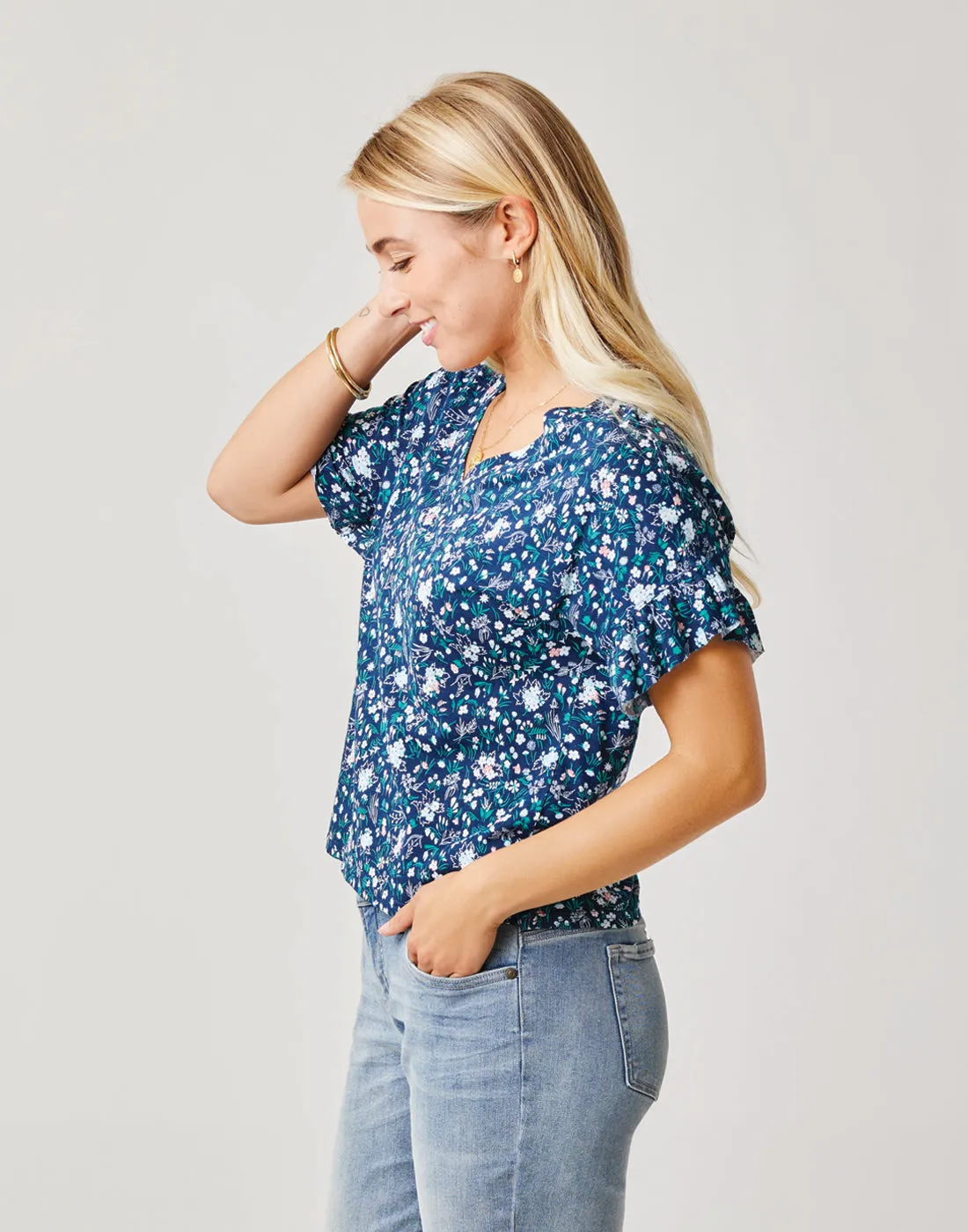 Hazel Top: Navy Floral sold by Carve Designs product image thumbnail 2