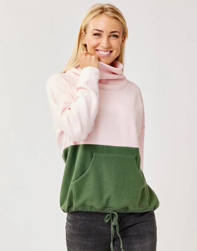 Rowayton Colorblock Cowl: Lt. Pink w. Cilantro sold by Carve Designs