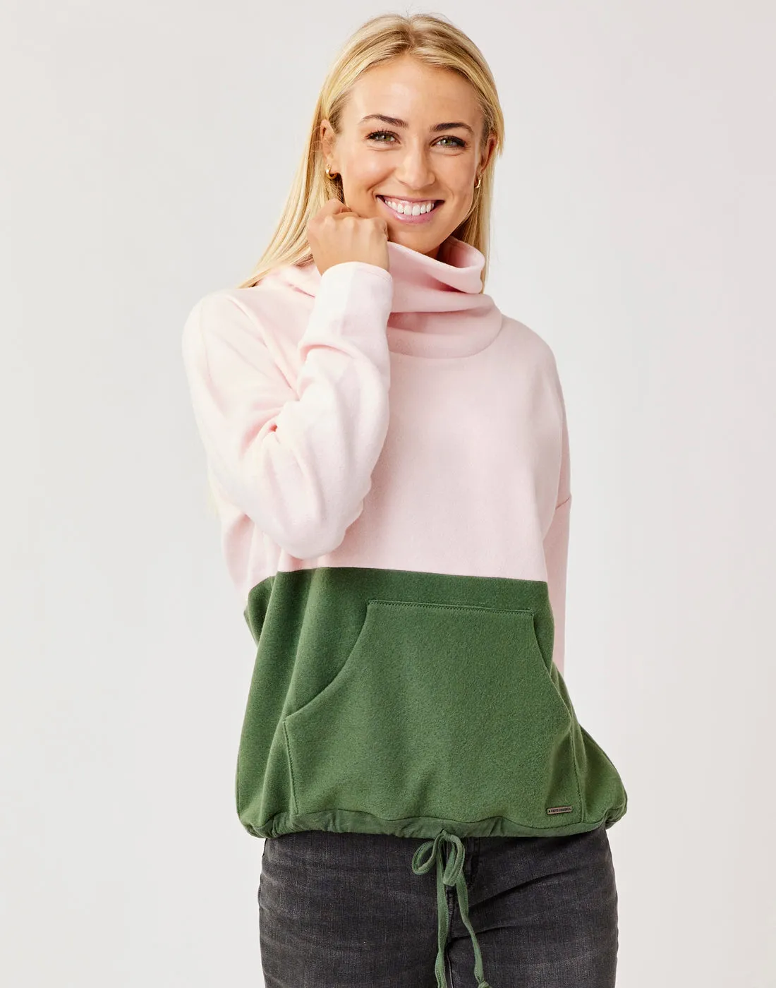 Rowayton Colorblock Cowl: Lt. Pink w. Cilantro sold by Carve Designs