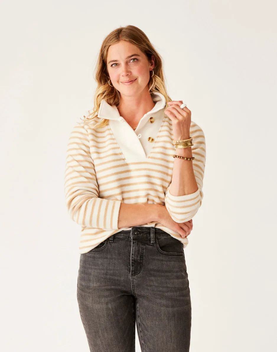 Clara Fleece Pullover: Birch Even Stripe sold by Carve Designs product image thumbnail 2