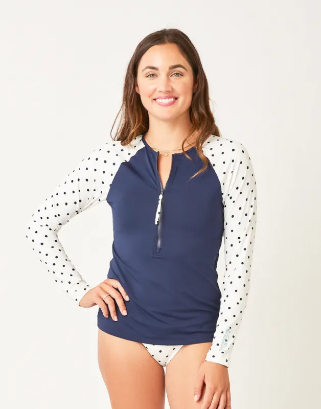 Kona Rashguard: Navy w. Cloud Polka Dot - FINAL SALE sold by Carve Designs