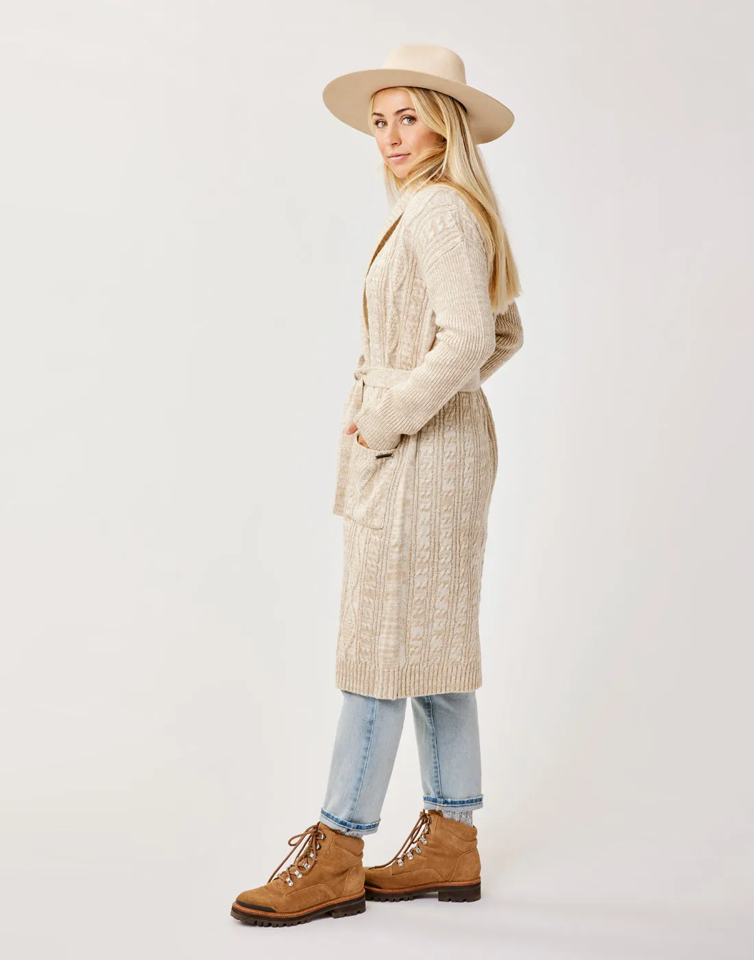 Etta Shawl Cardigan: Lt. Khaki Marl sold by Carve Designs product image thumbnail 4