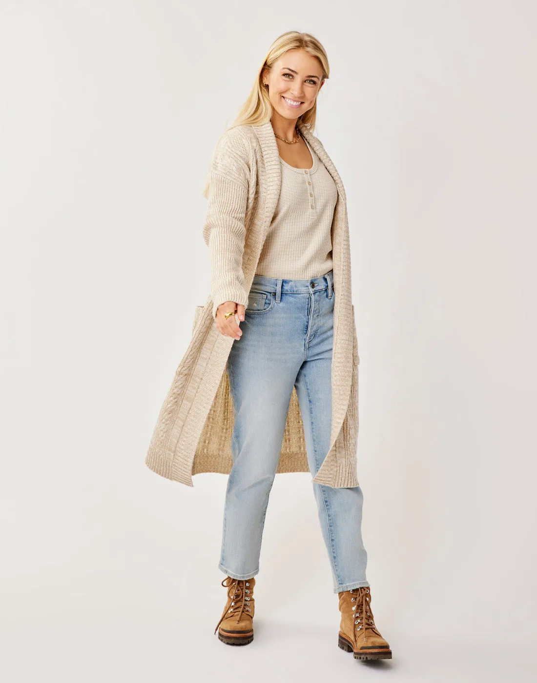 Etta Shawl Cardigan: Lt. Khaki Marl sold by Carve Designs product image thumbnail 3