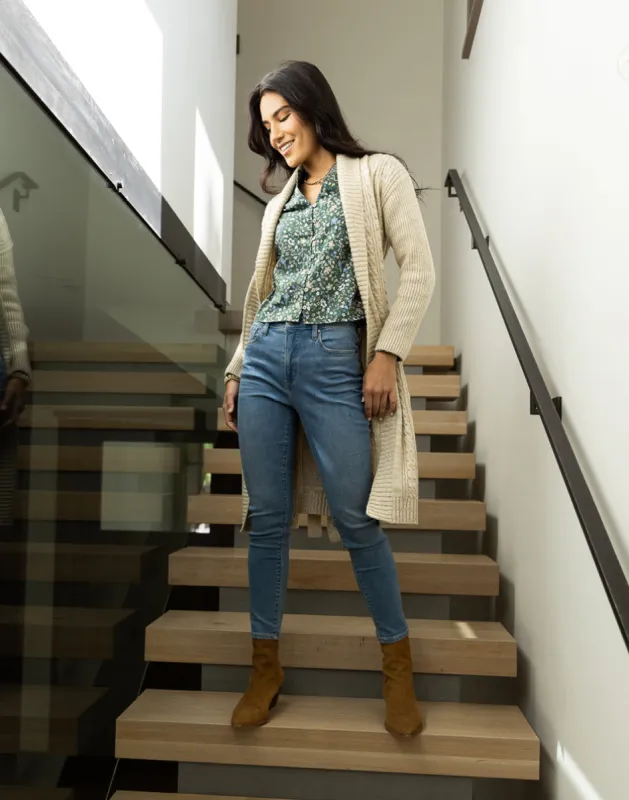 Etta Shawl Cardigan: Lt. Khaki Marl sold by Carve Designs